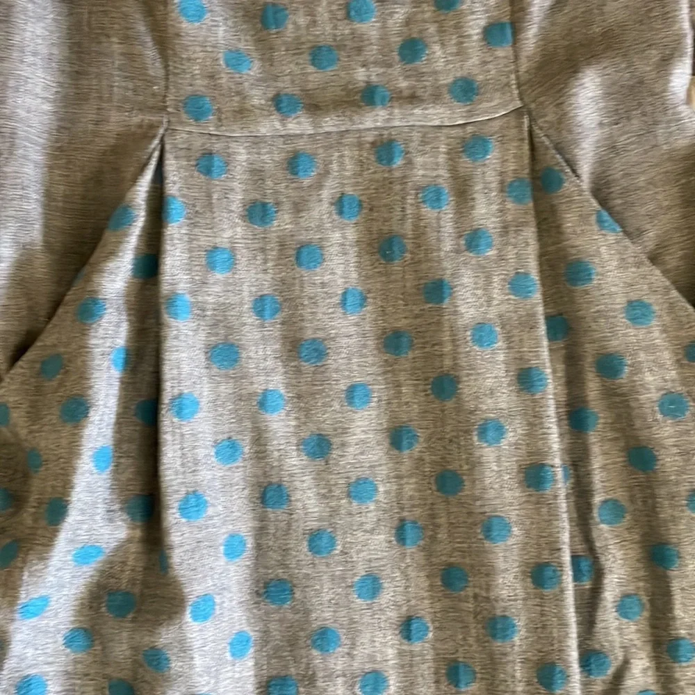 Eva Franco vintage for Anthropologie Gray & Blue Polka Dot wool mix Dress